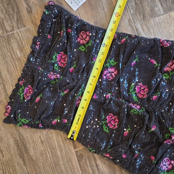 For Love & Lemons Every Rose Sequin Strapless Lined Mini Dress, Size Small - Picture 5 of 11